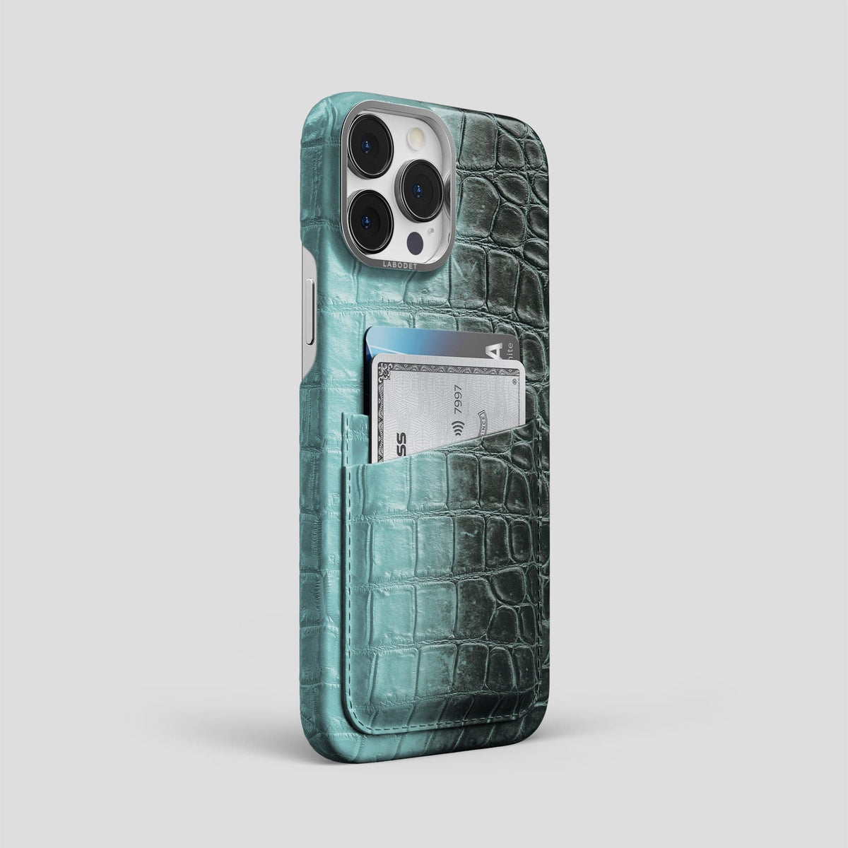 Light-Mint iPhone 13 Pro Max Himalaya Card Case with Steel Metal -2 | Light-Mint-Steel