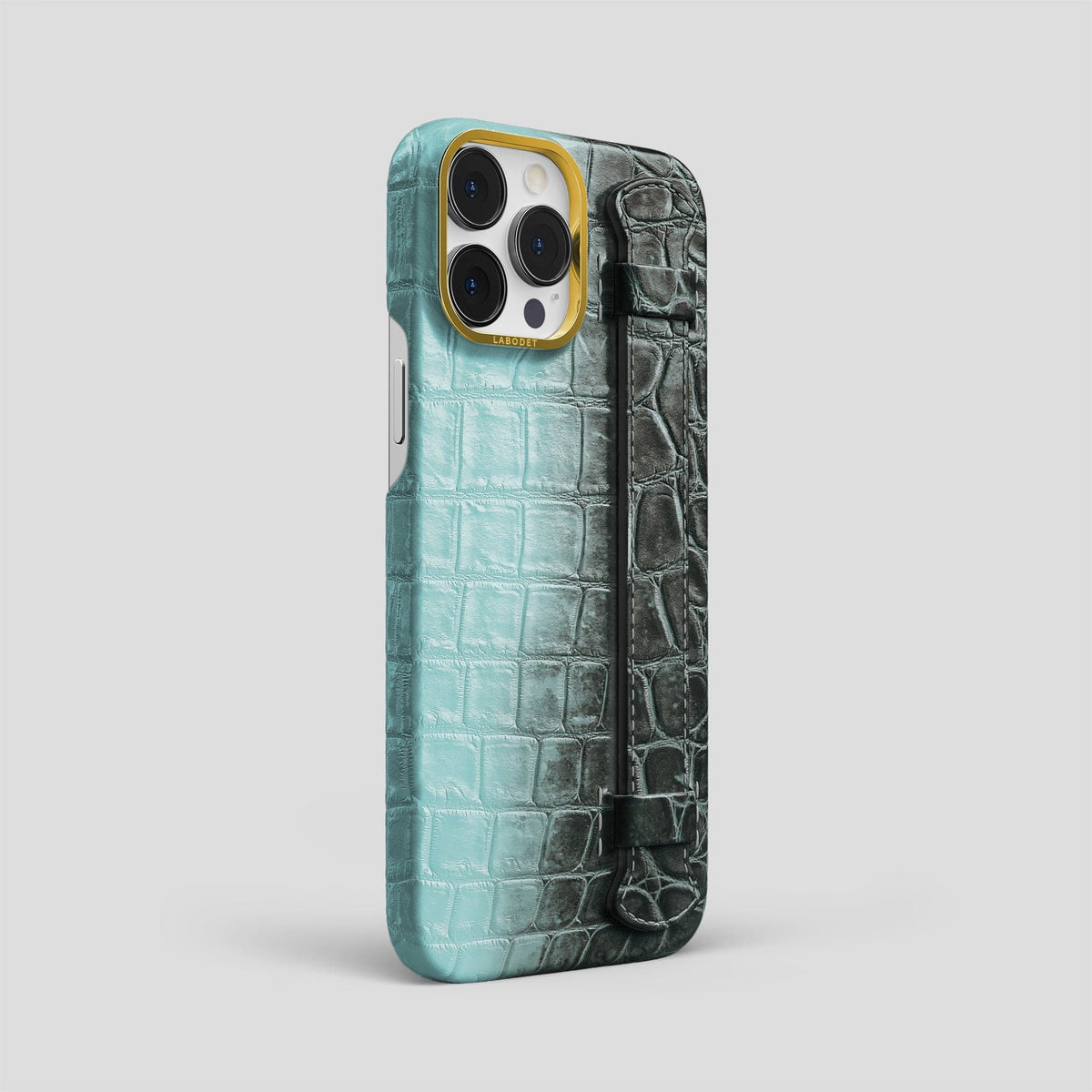 Light-Mint iPhone 13 Pro Max Himalaya Strap Case with Gold Metal -2 | Light-Mint-Gold