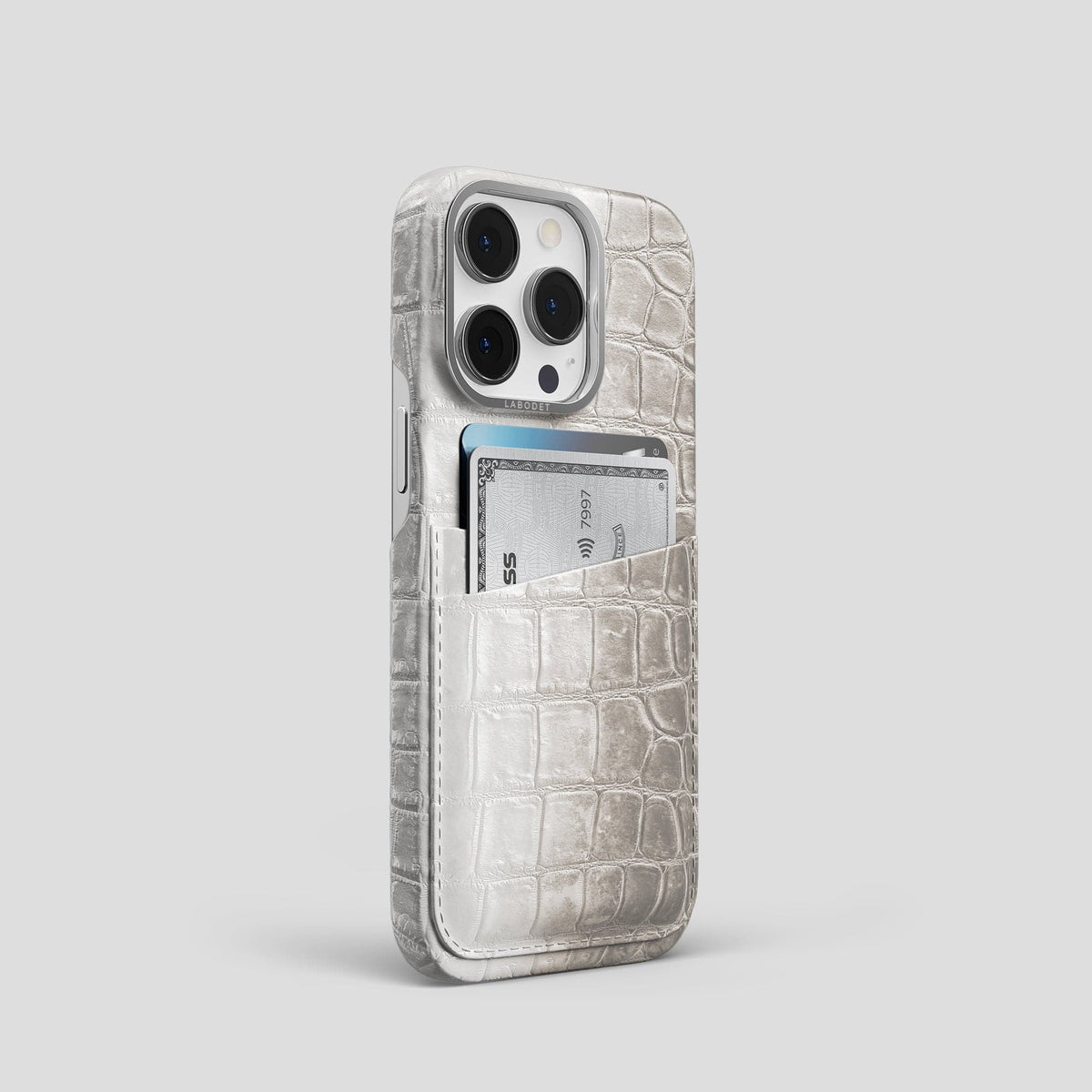 Light iPhone 13 Pro Himalaya Card Case with Steel Metal -2 | Light-Steel