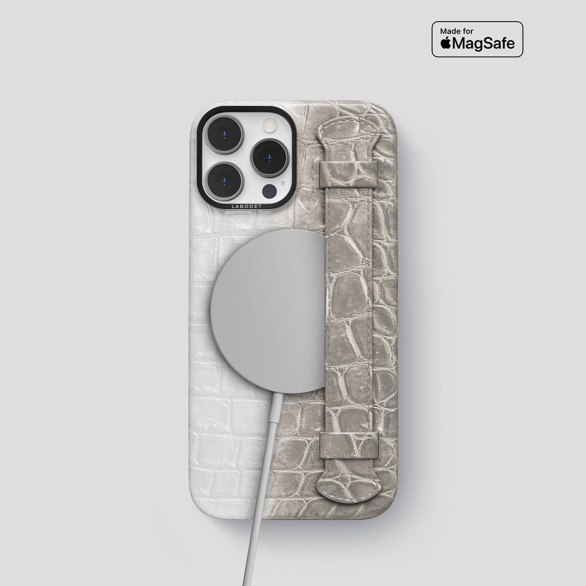 Light iPhone 13 Pro Himalaya Strap Case with Black Metal -5 | Light-Black