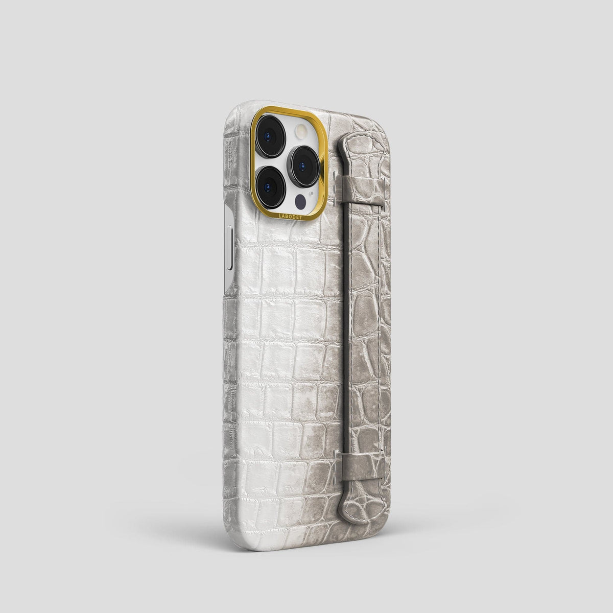 Light iPhone 13 Pro Himalaya Strap Case with Gold Metal -2 | Light-Gold