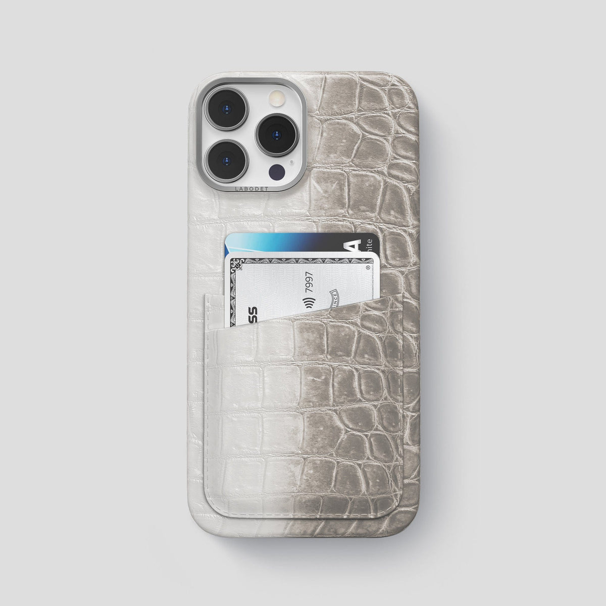Light iPhone 13 Pro Max Himalaya Card Case with Steel Metal -1 | Light-Steel