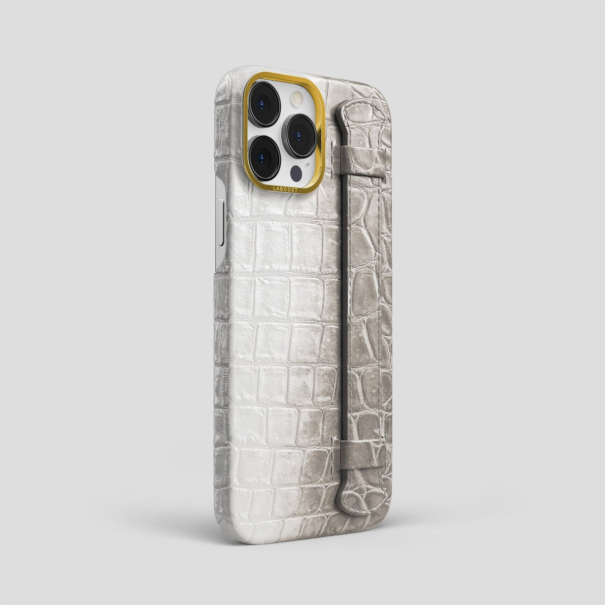 Light iPhone 13 Pro Max Himalaya Strap Case with Gold Metal -2 | Light-Gold