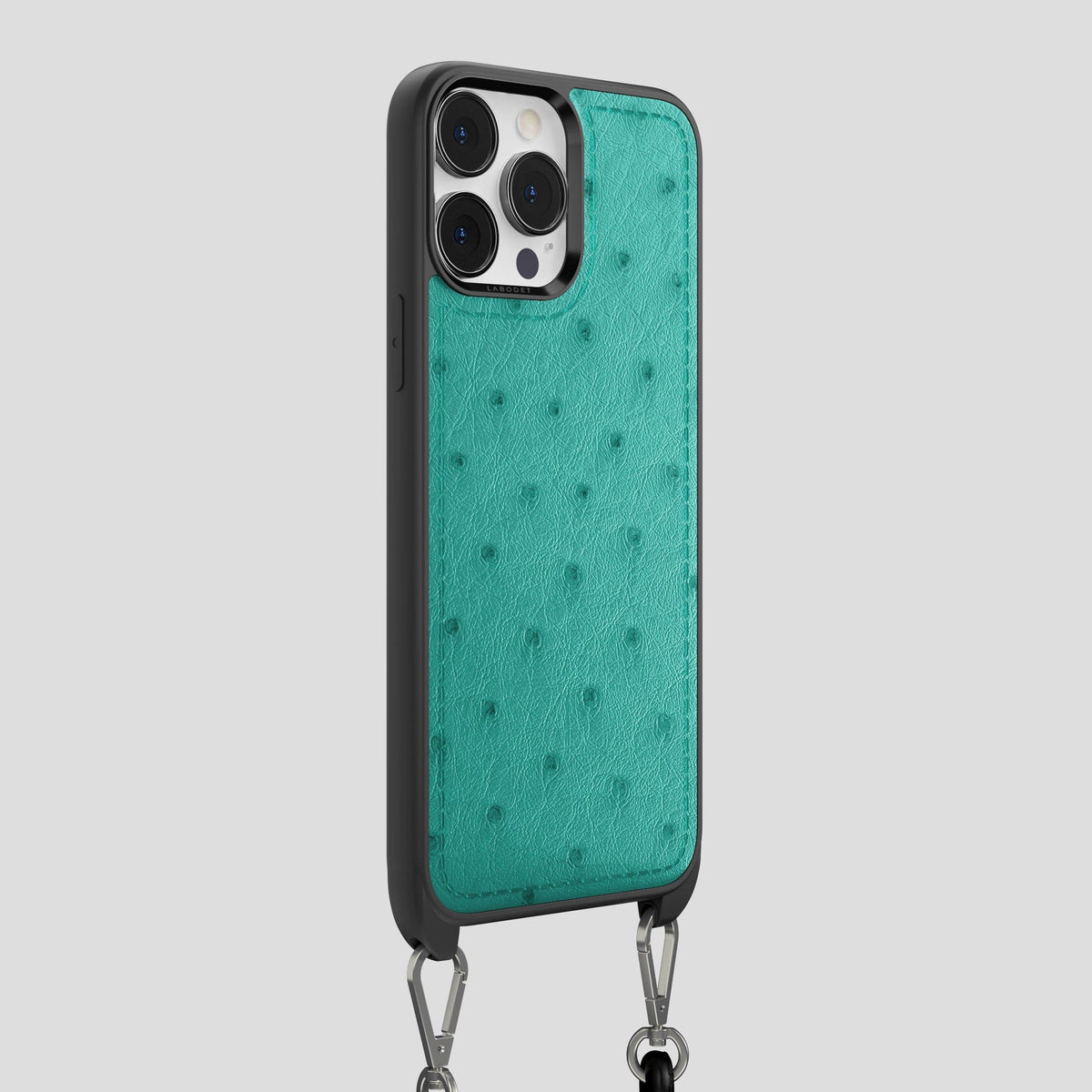Turquoise iPhone 13 Pro Max Crossbody Case Ostrich -2 | Turquoise