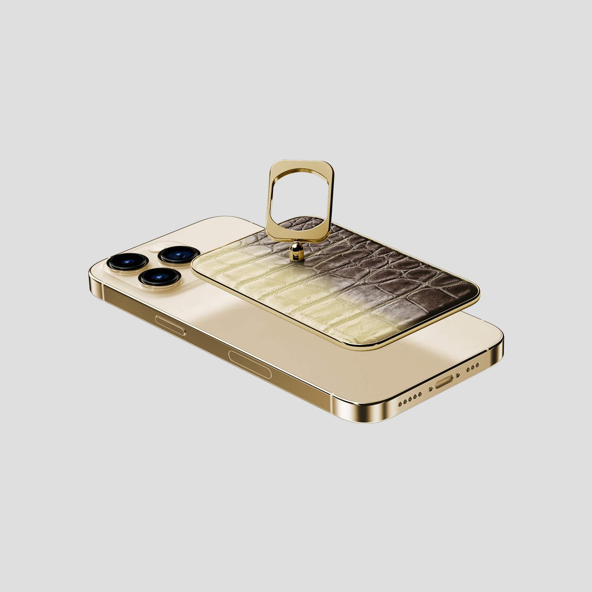 Natural iPhone 13 Pro Himalaya MagSafe Ring with Gold Metal -4 | Natural-Gold