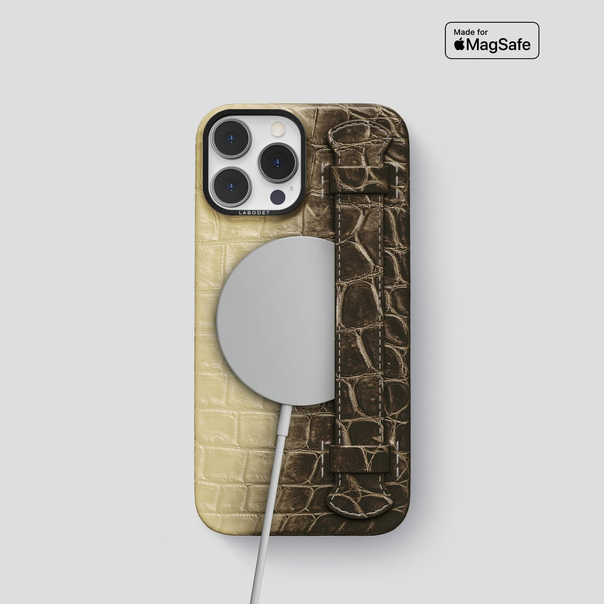Natural iPhone 13 Pro Himalaya Strap Case with Black Metal -5 | Natural-Black