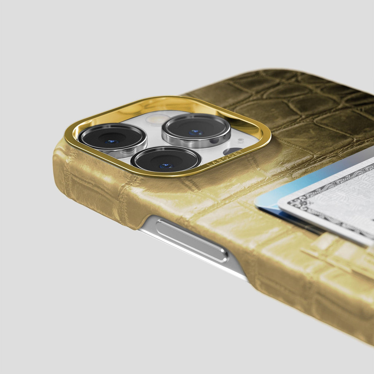 Natural iPhone 13 Pro Max Himalaya Card Case with Gold Metal -5 | Natural-Gold