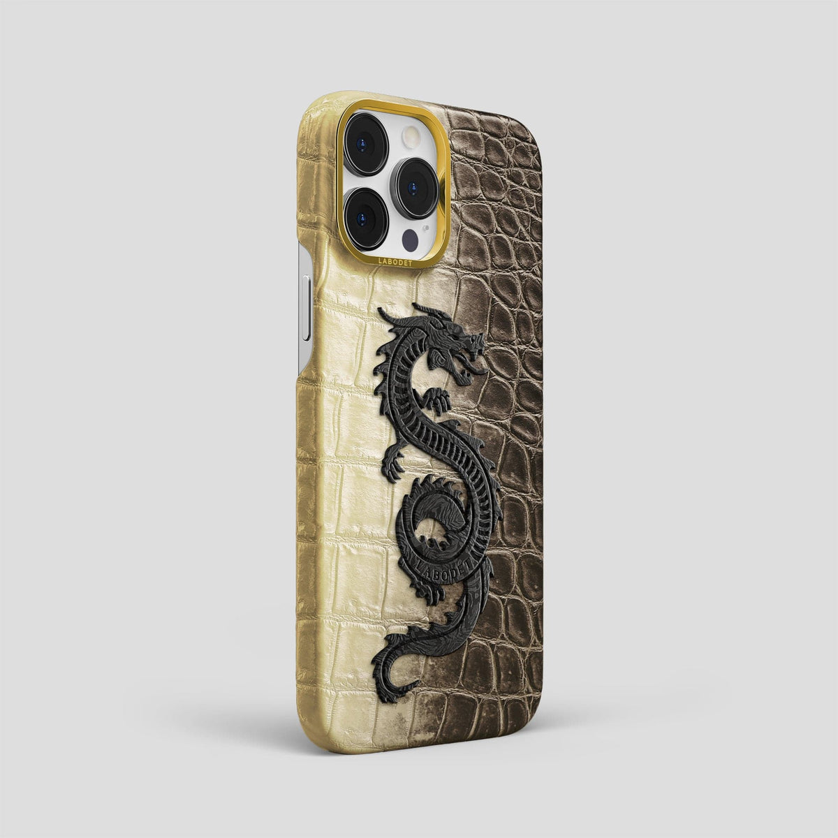 Natural iPhone 13 Pro Max Himalaya Classic Case with Gold Metal -2 | Natural-Gold