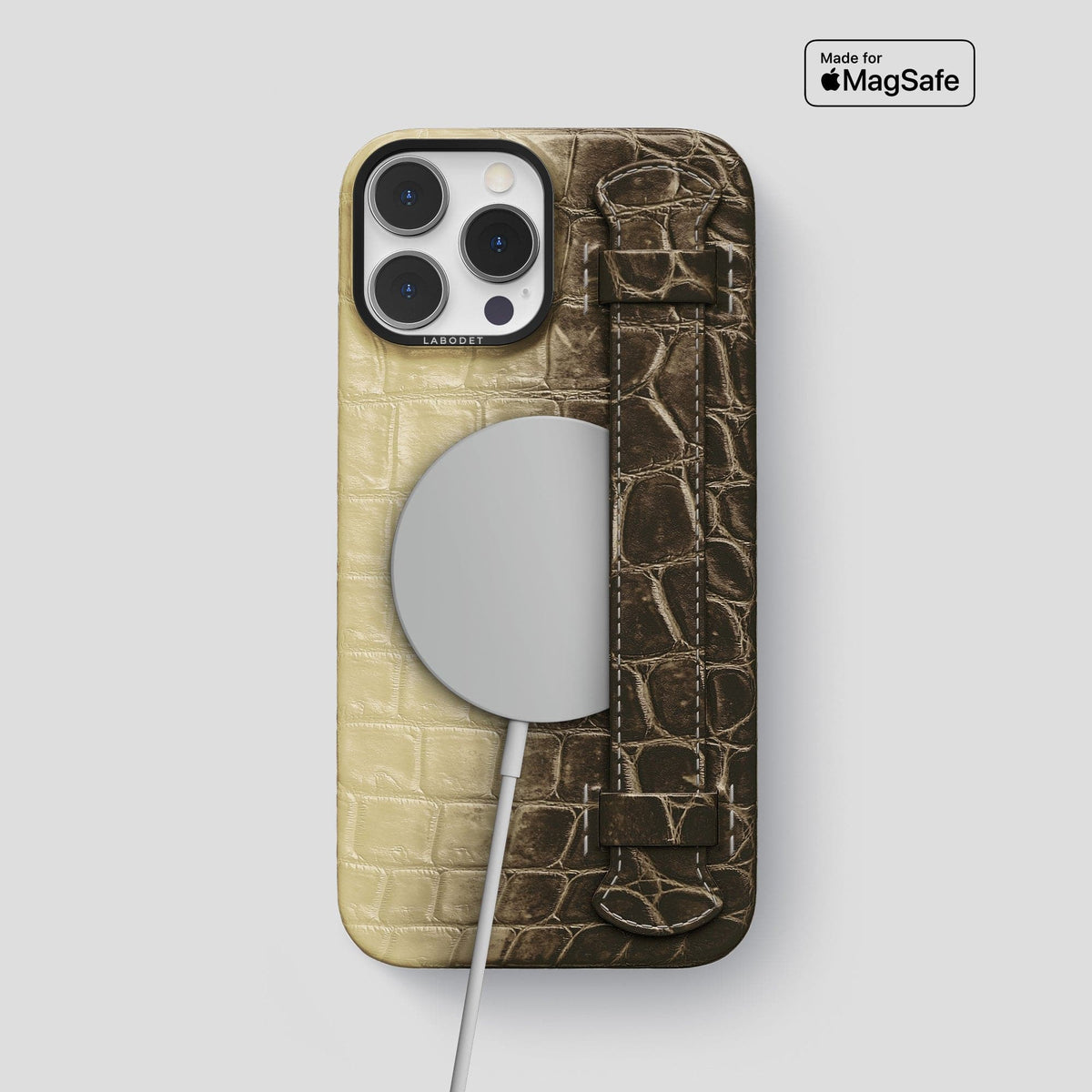 Natural iPhone 13 Pro Max Himalaya Strap Case with Black Metal -5 | Natural-Black
