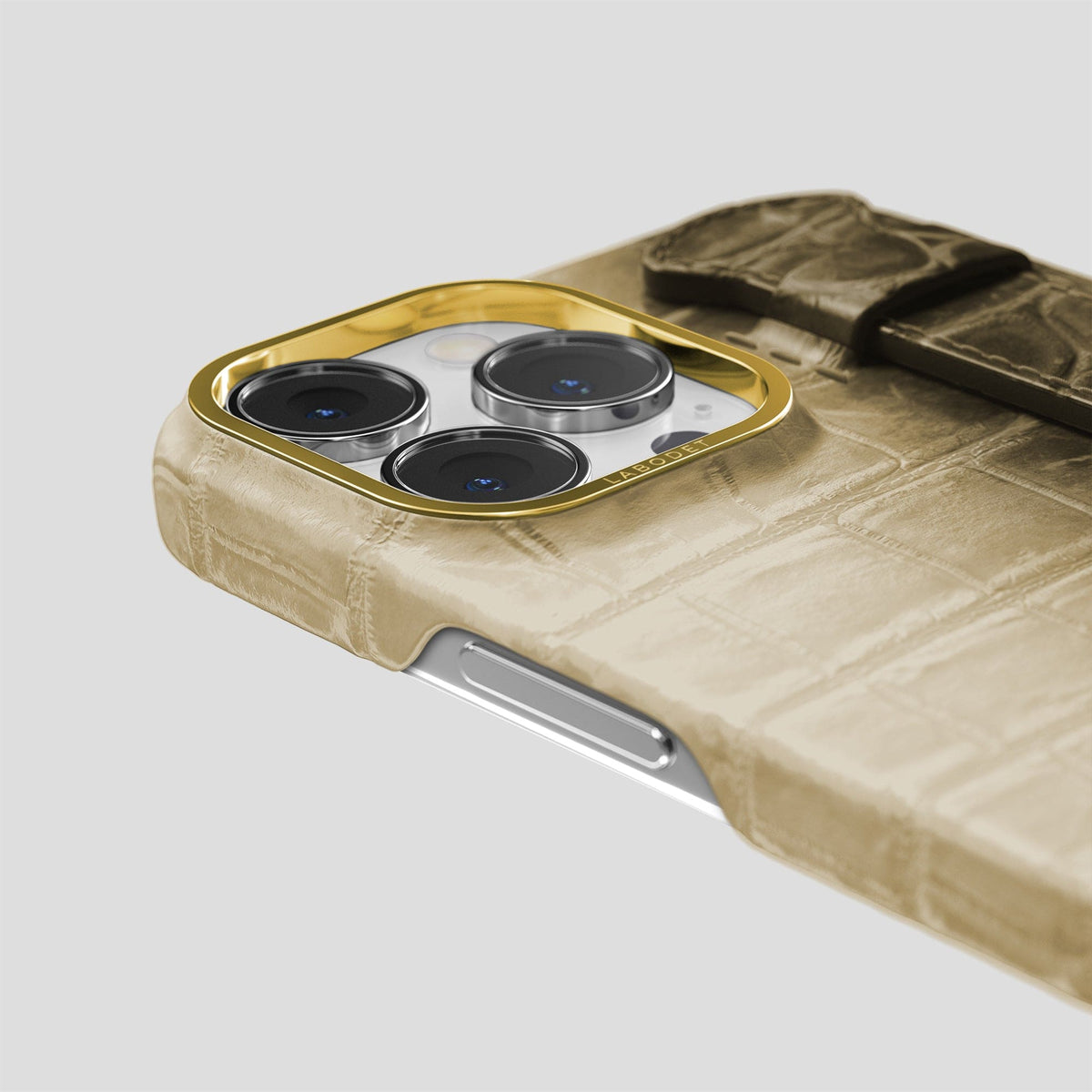 Natural iPhone 13 Pro Max Himalaya Strap Case with Gold Metal -6 | Natural-Gold