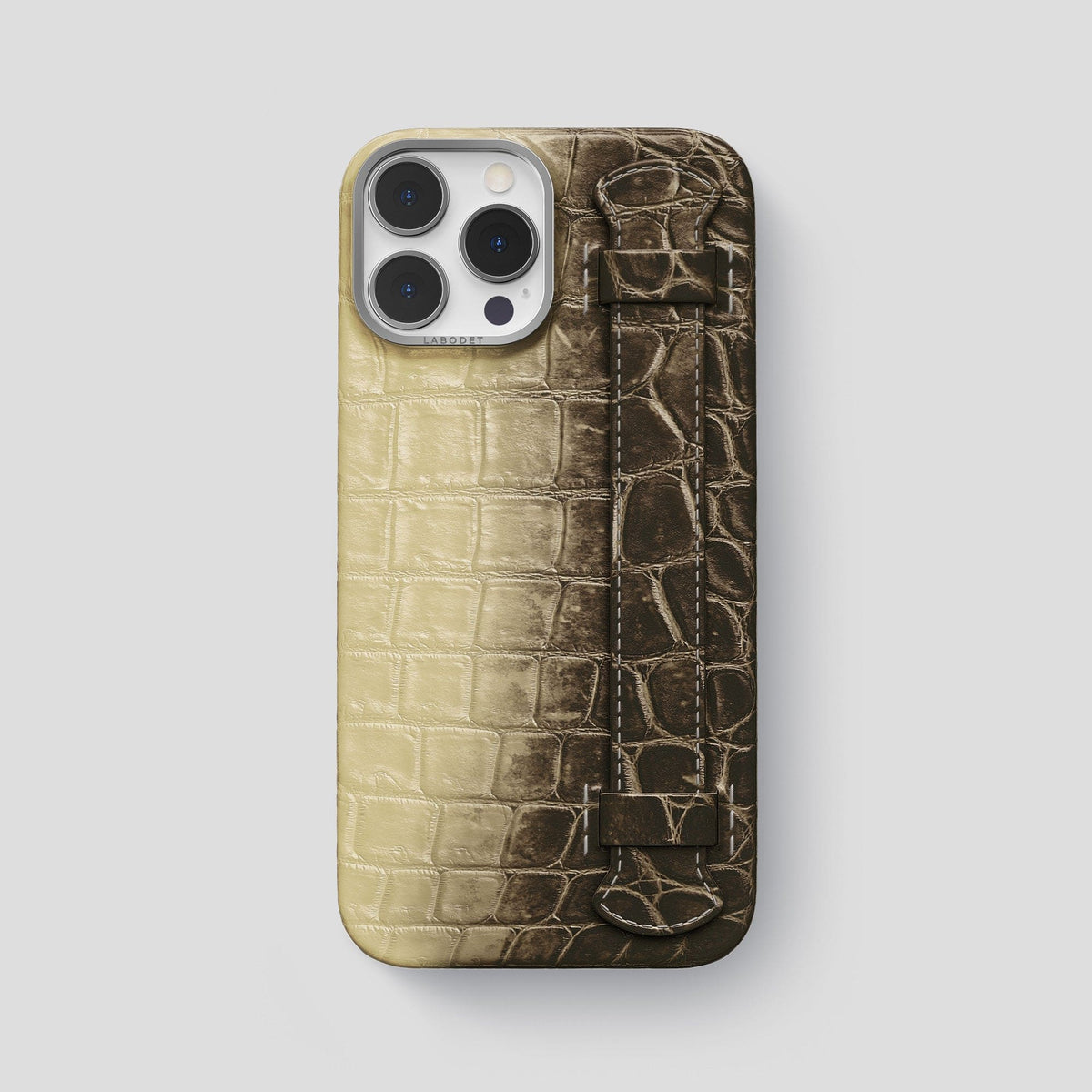Natural iPhone 13 Pro Max Himalaya Strap Case with Steel Metal -1 | Natural-Steel