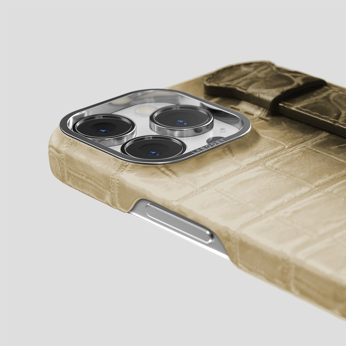 Natural iPhone 13 Pro Max Himalaya Strap Case with Steel Metal -6 | Natural-Steel