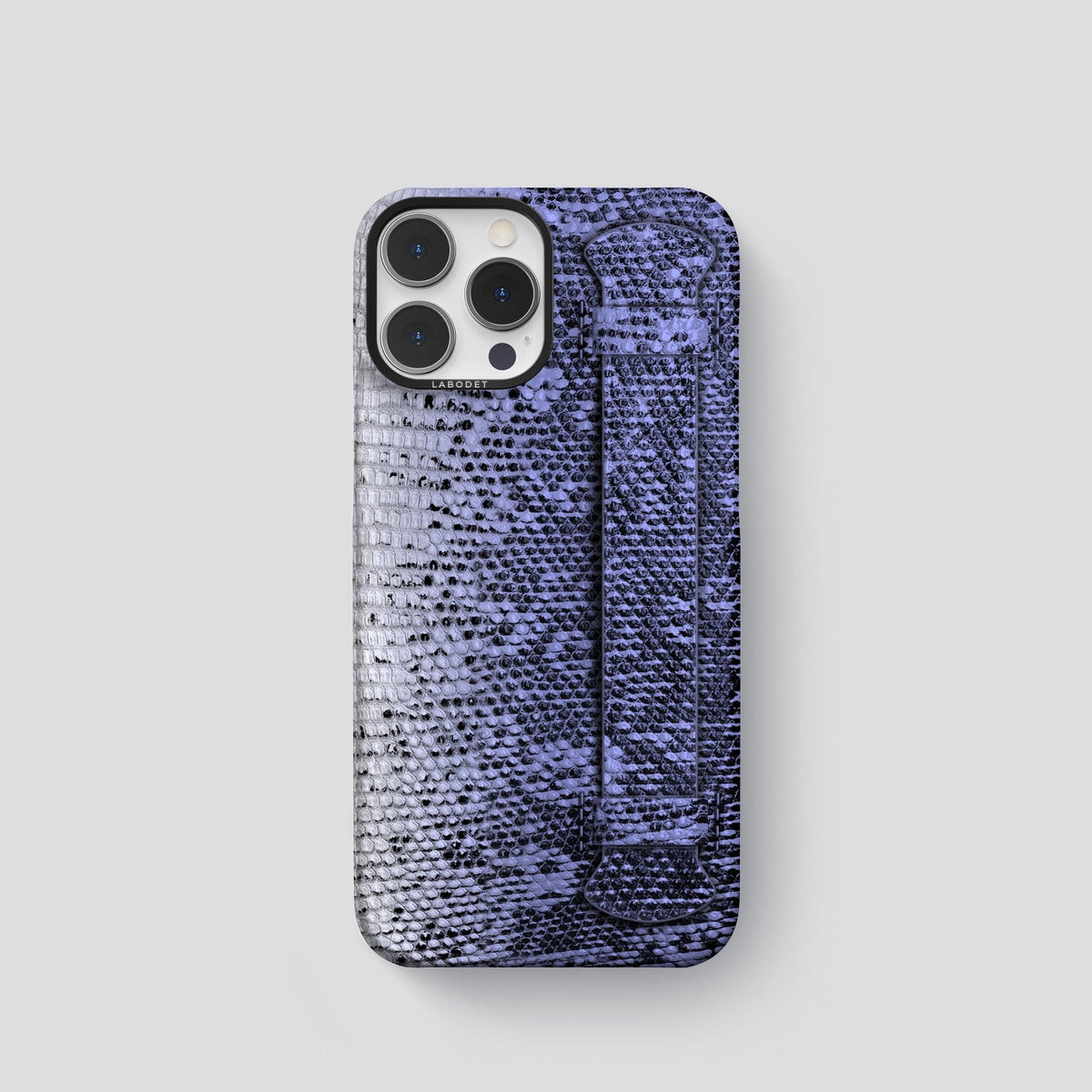 Navy-Blue iPhone 13 Pro Himalayan Lizard Strap Case with Black Metal -1 | Navy-Blue-Black