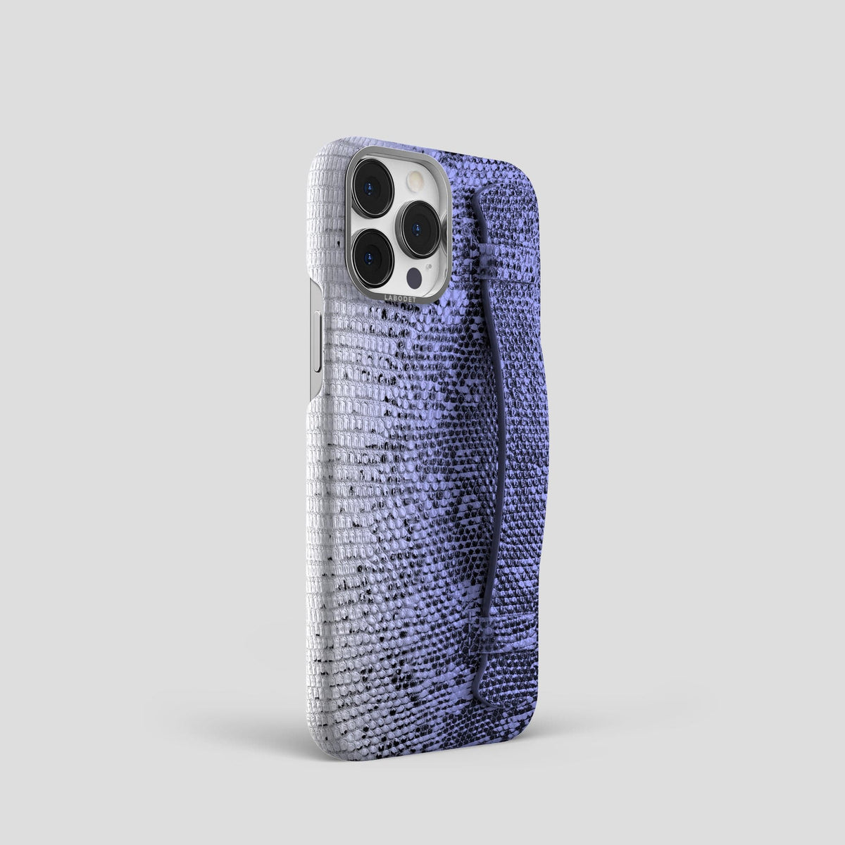 Navy-Blue iPhone 13 Pro Himalayan Lizard Strap Case with Steel Metal -2 | Navy-Blue-Steel