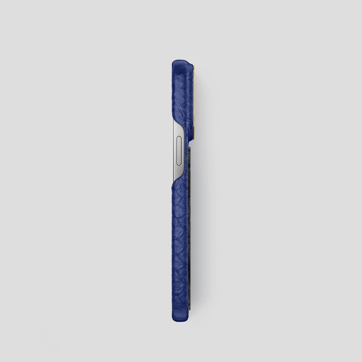 Navy Blue iPhone 13 Pro Classic Case Python with Gold Metal -3 | Navy-Blue-Gold