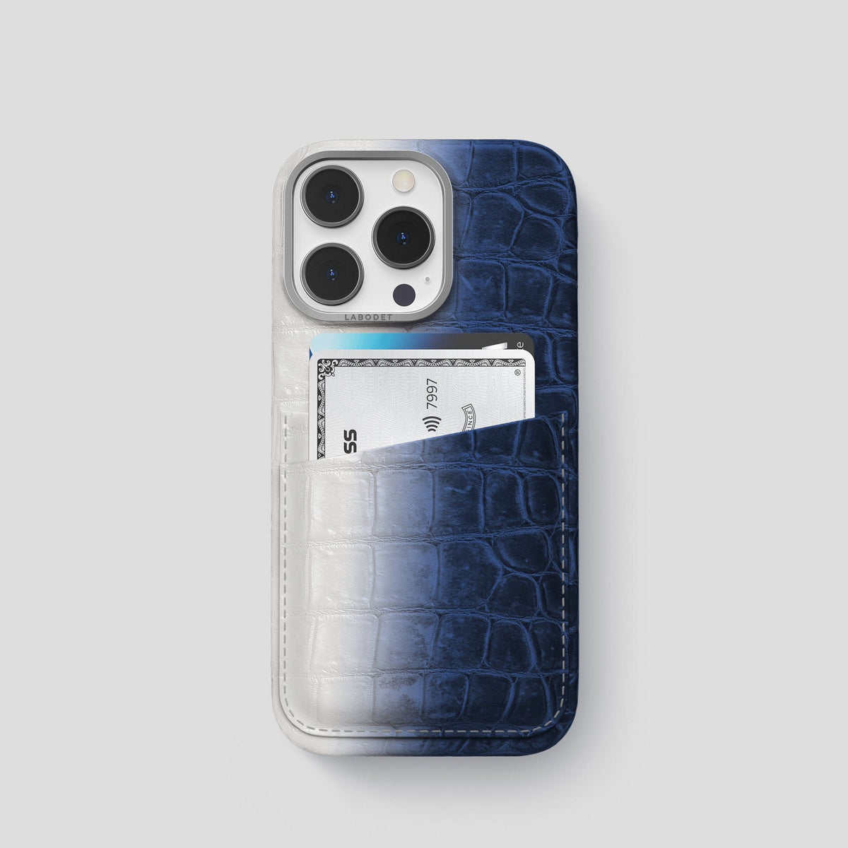 Navy Blue iPhone 13 Pro Himalaya Card Case with Steel Metal -1 | Navy-Blue-Steel