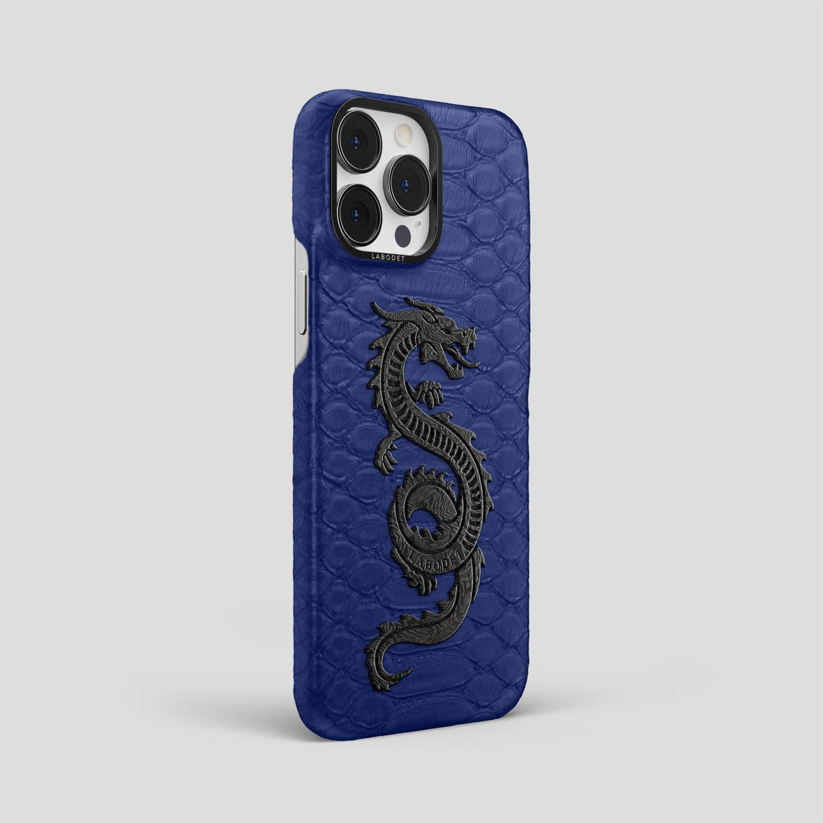 Navy Blue iPhone 13 Pro Max Classic Case Python with Black Metal -2 | Navy-Blue-Black