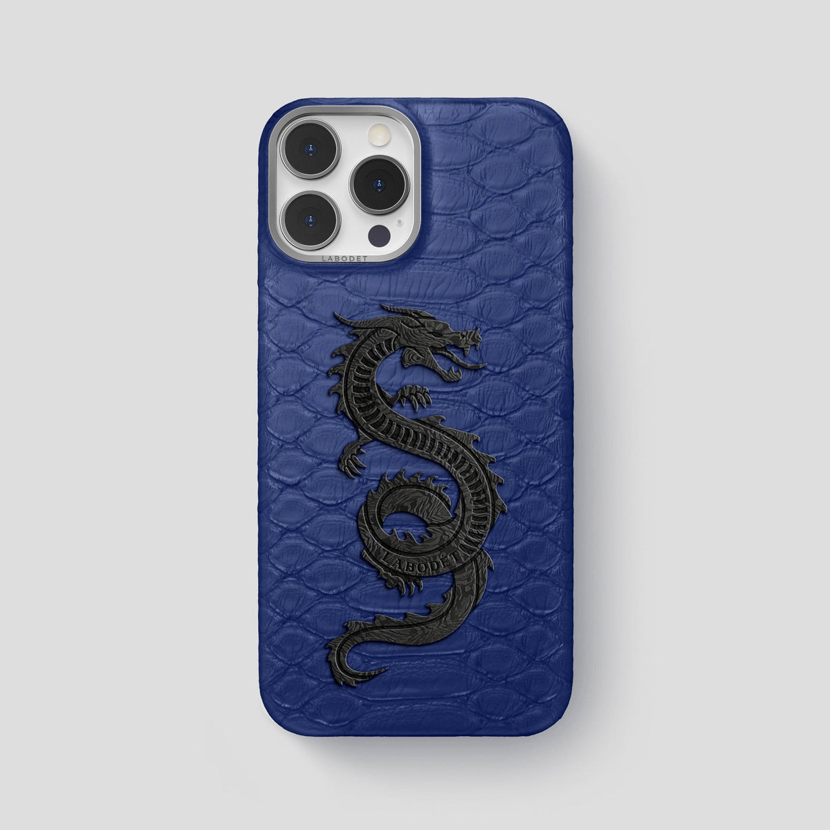 Navy Blue iPhone 13 Pro Max Classic Case Python with Steel Metal -1 | Navy-Blue-Steel