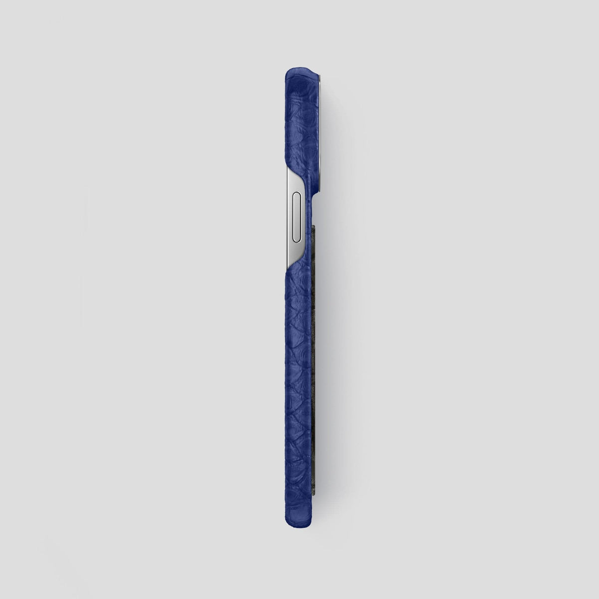 Navy Blue iPhone 13 Pro Max Classic Case Python with Steel Metal -3 | Navy-Blue-Steel