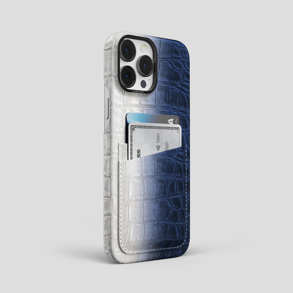 Navy Blue iPhone 13 Pro Max Himalaya Card Case with Black Metal -2 | Navy-Blue-Black