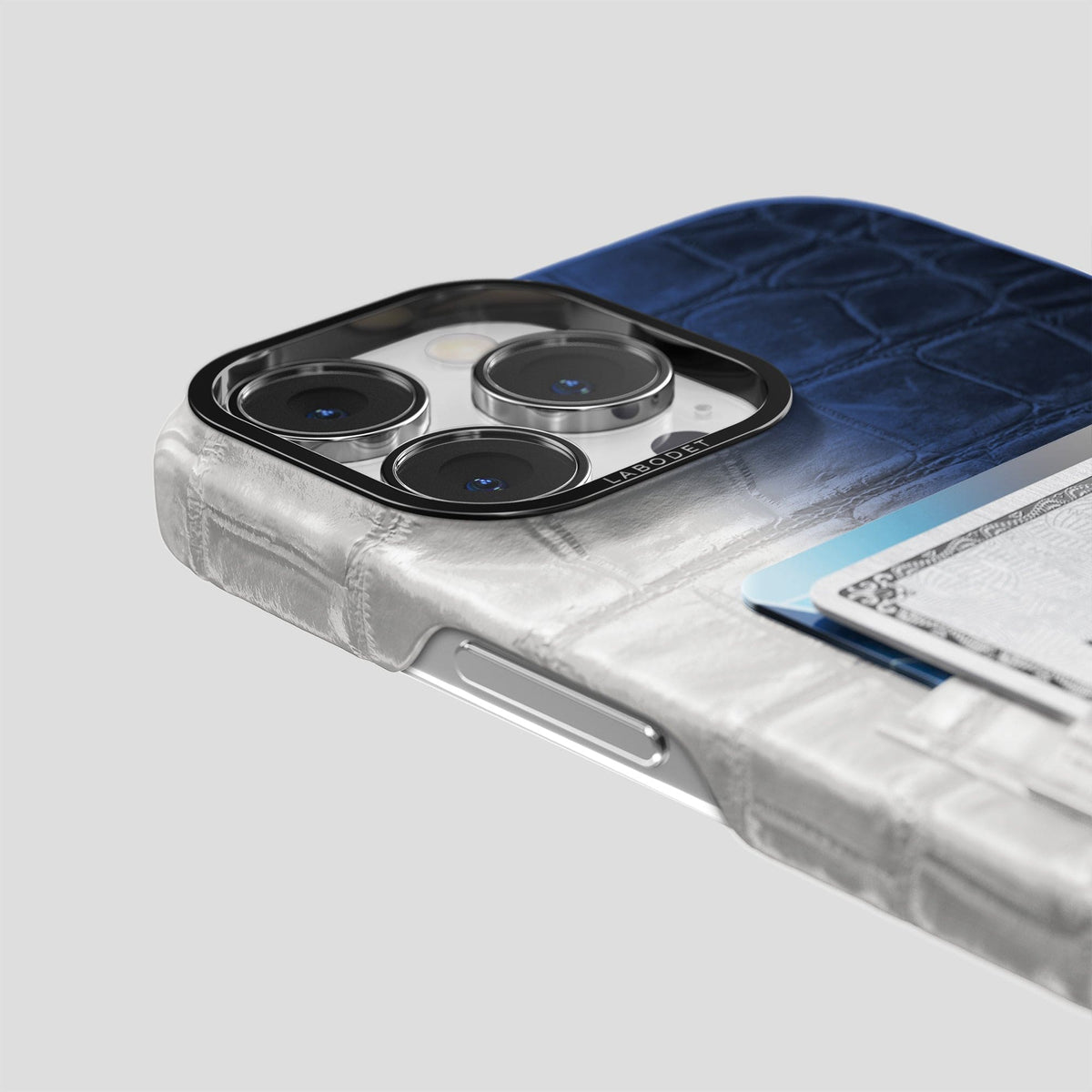 Navy Blue iPhone 13 Pro Max Himalaya Card Case with Black Metal -5 | Navy-Blue-Black