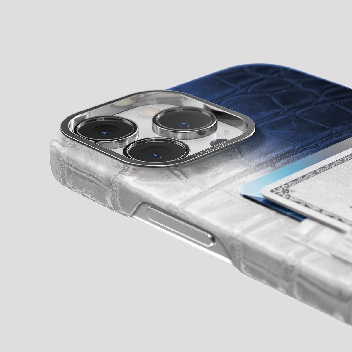 Navy Blue iPhone 13 Pro Max Himalaya Card Case with Steel Metal -5 | Navy-Blue-Steel
