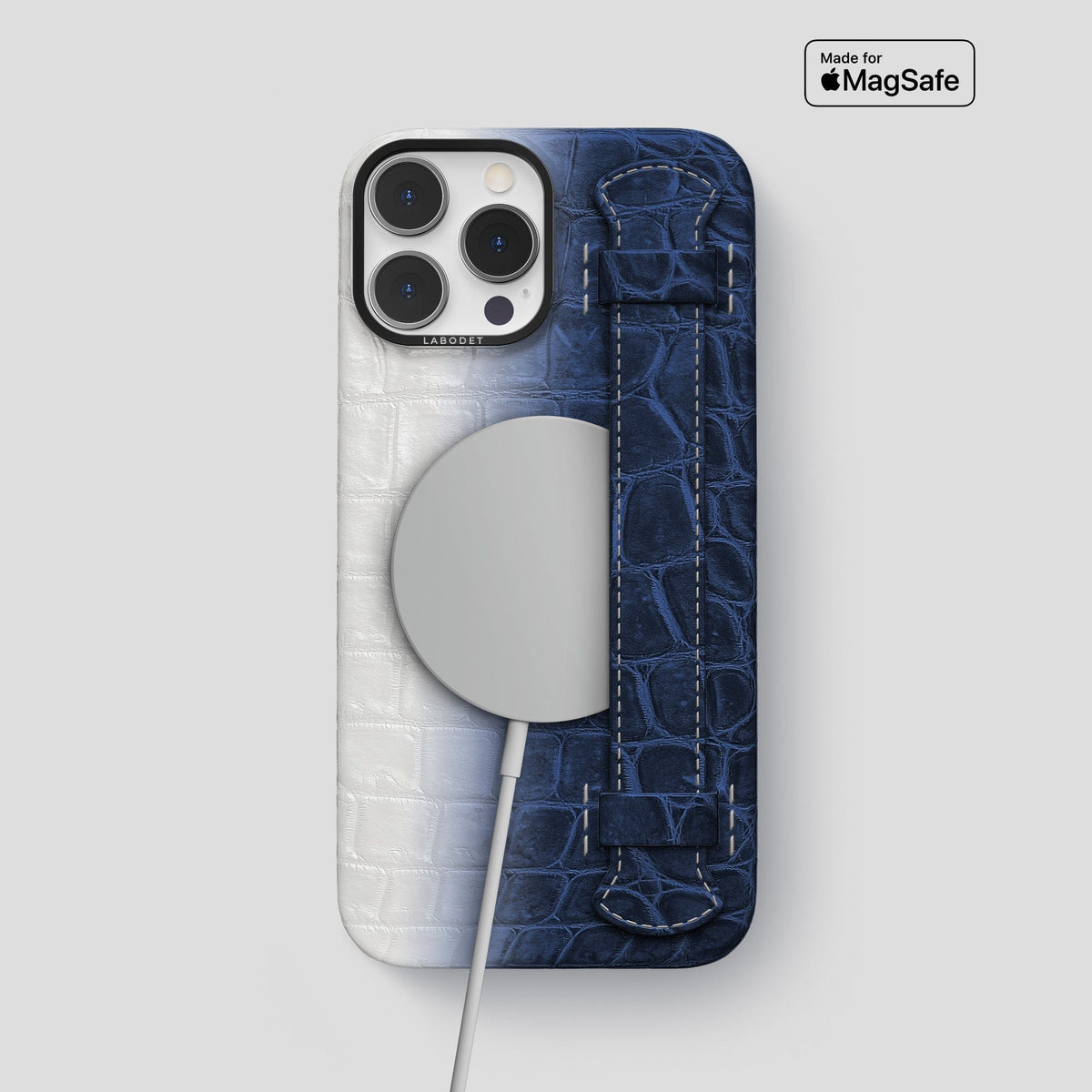 Navy Blue iPhone 13 Pro Max Himalaya Strap Case with Black Metal -5 | Navy-Blue-Black