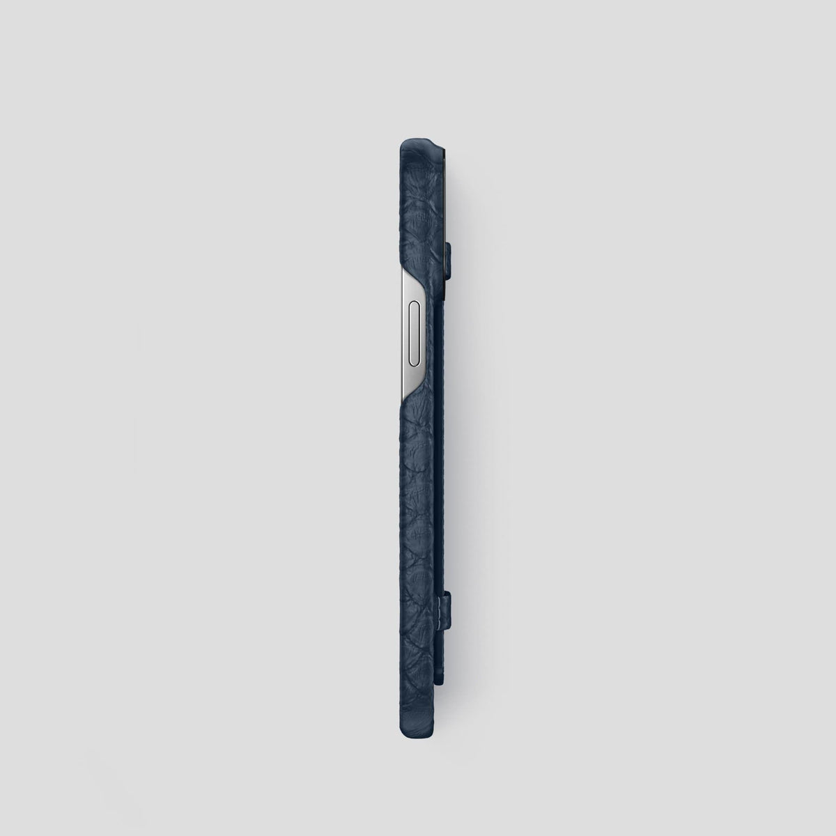 Navy Blue iPhone 13 Pro Strap Case Python with Black Metal -3 | Navy-Blue-Black