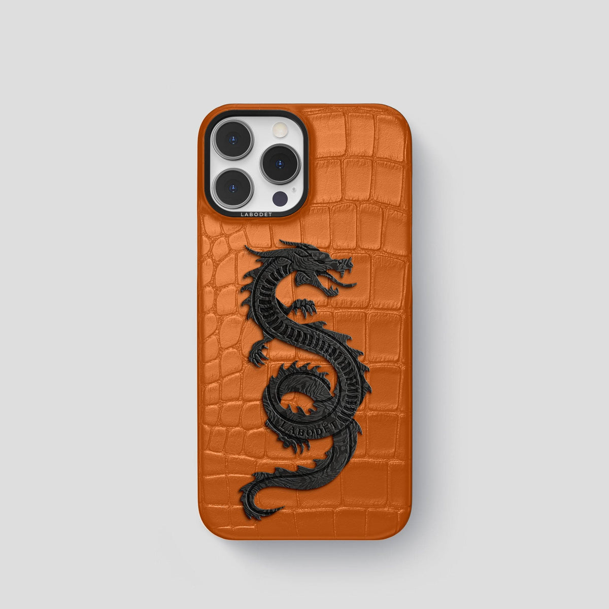 Orange iPhone 13 Pro Classic Case Alligator with Black Metal -1 | Orange-Black