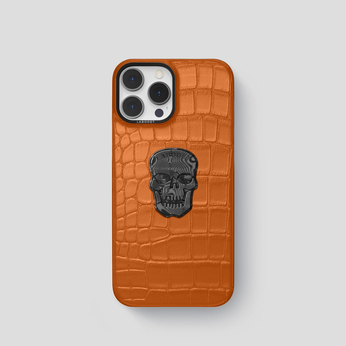 Orange iPhone 13 Pro Classic Case Alligator with Black Metal -1 | Orange-Black