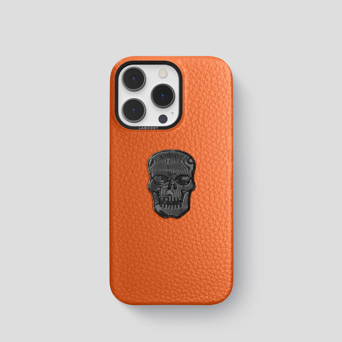 Orange iPhone 13 Pro Classic Case Calf with Black Metal -1 | Orange-Black