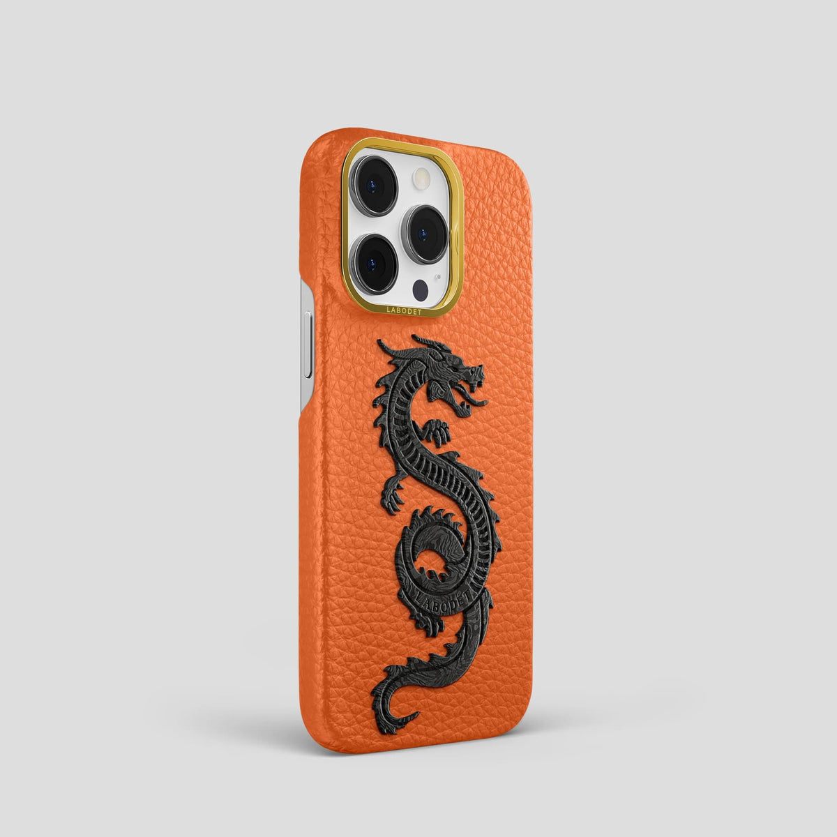 Orange iPhone 13 Pro Classic Case Calf with Gold Metal -2 | Orange-Gold