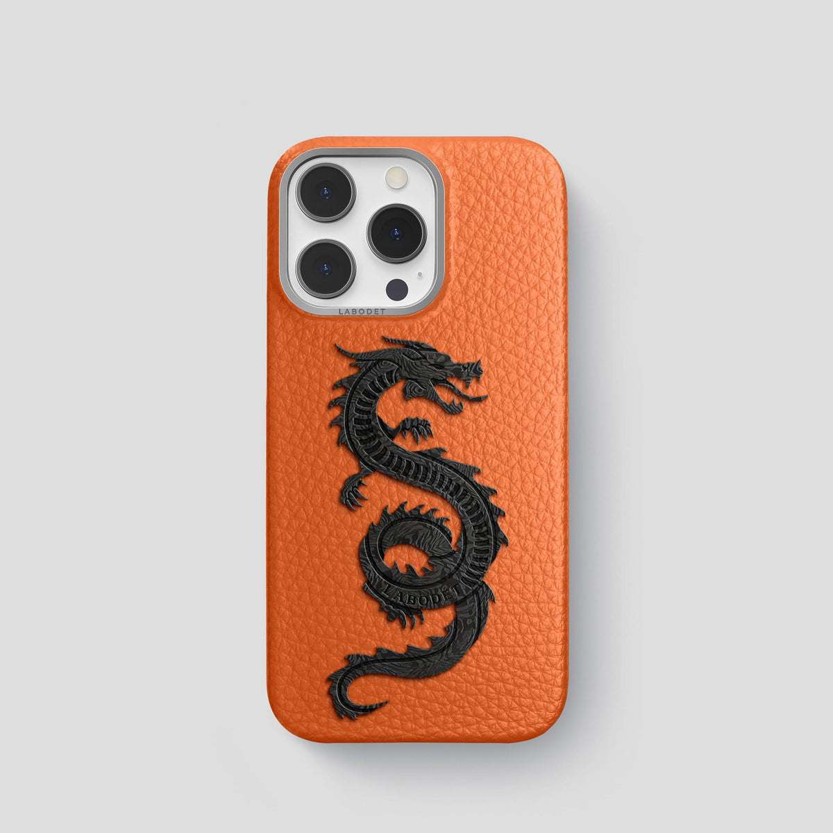 Orange iPhone 13 Pro Classic Case Calf with Steel Metal -1 | Orange-Steel