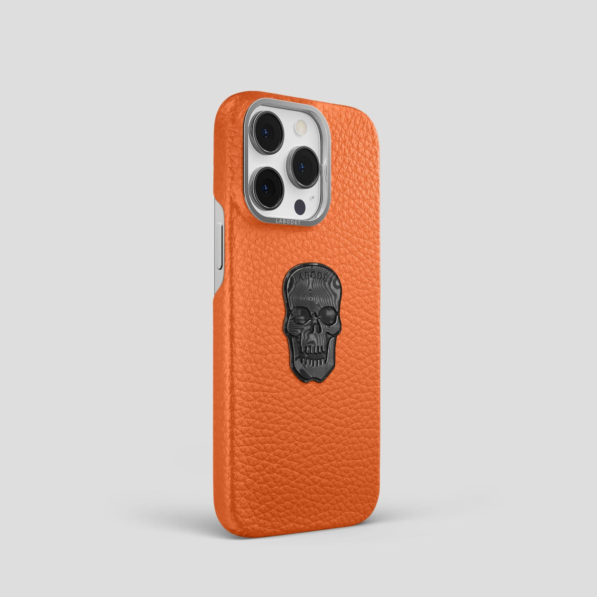 Orange iPhone 13 Pro Classic Case Calf with Steel Metal -2 | Orange-Steel