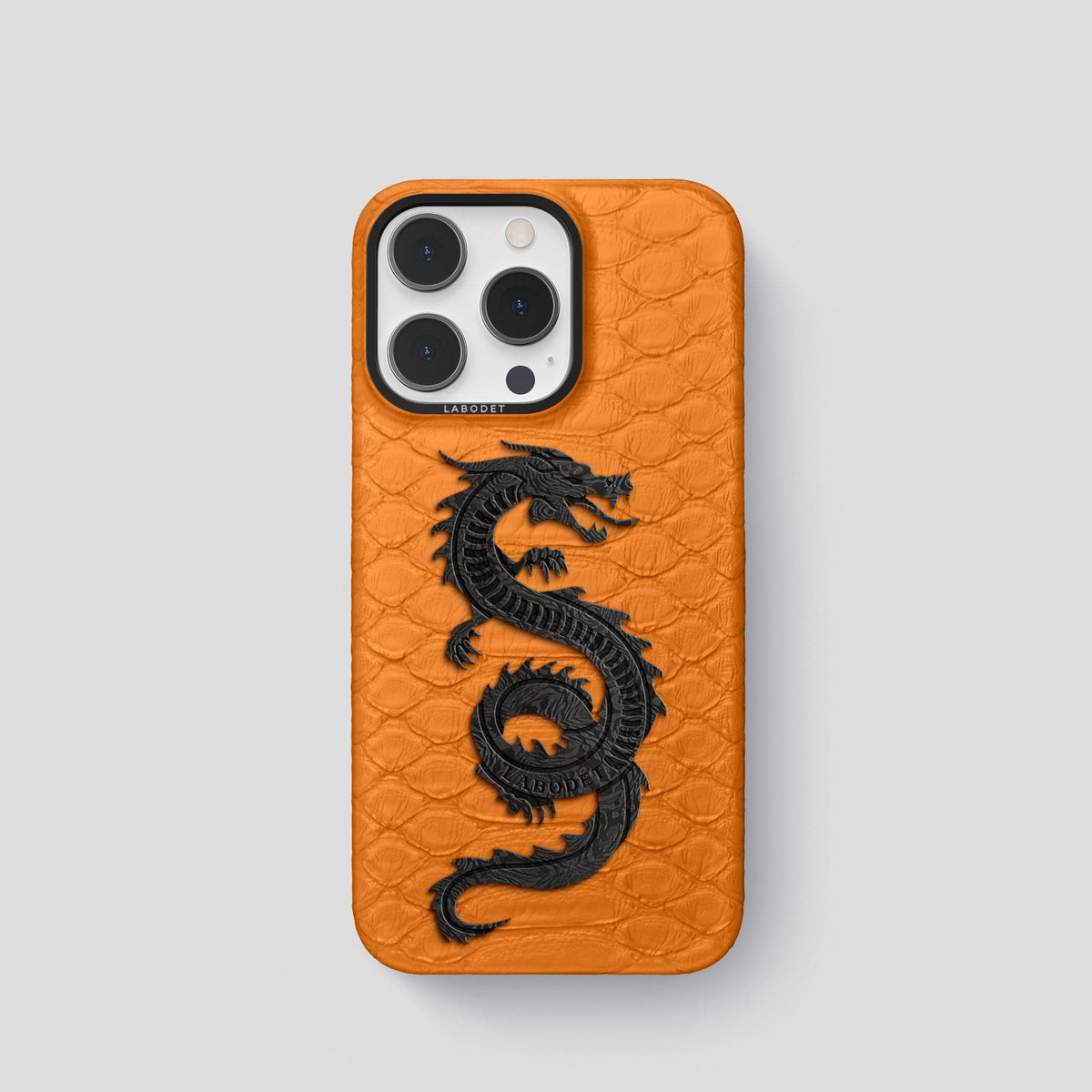 Orange iPhone 13 Pro Classic Case Python with Black Metal -1 | Orange-Black