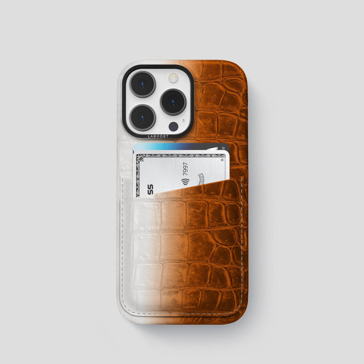 Orange iPhone 13 Pro Himalaya Card Case with Black Metal -1 | Orange-Black