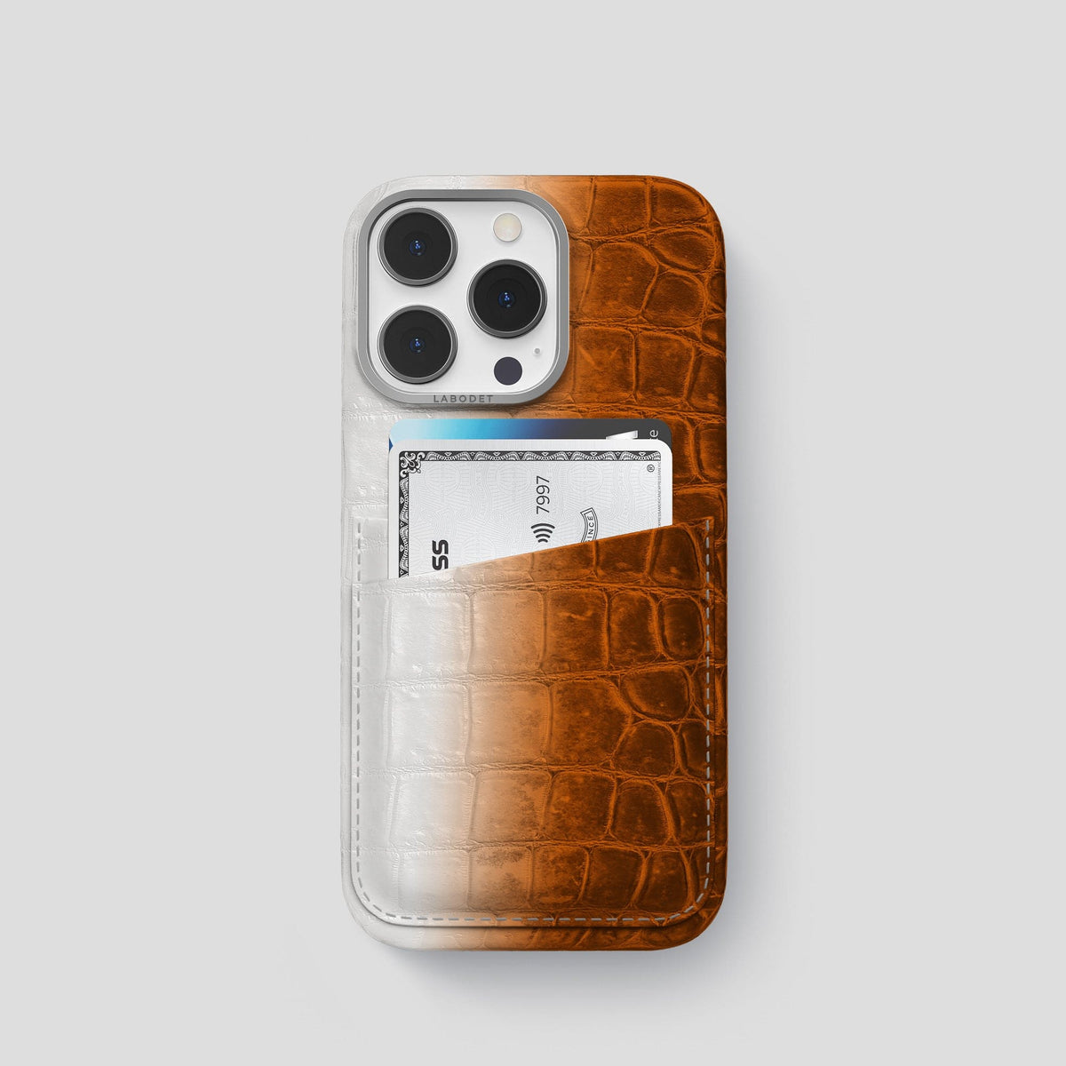 Orange iPhone 13 Pro Himalaya Card Case with Steel Metal -1 | Orange-Steel