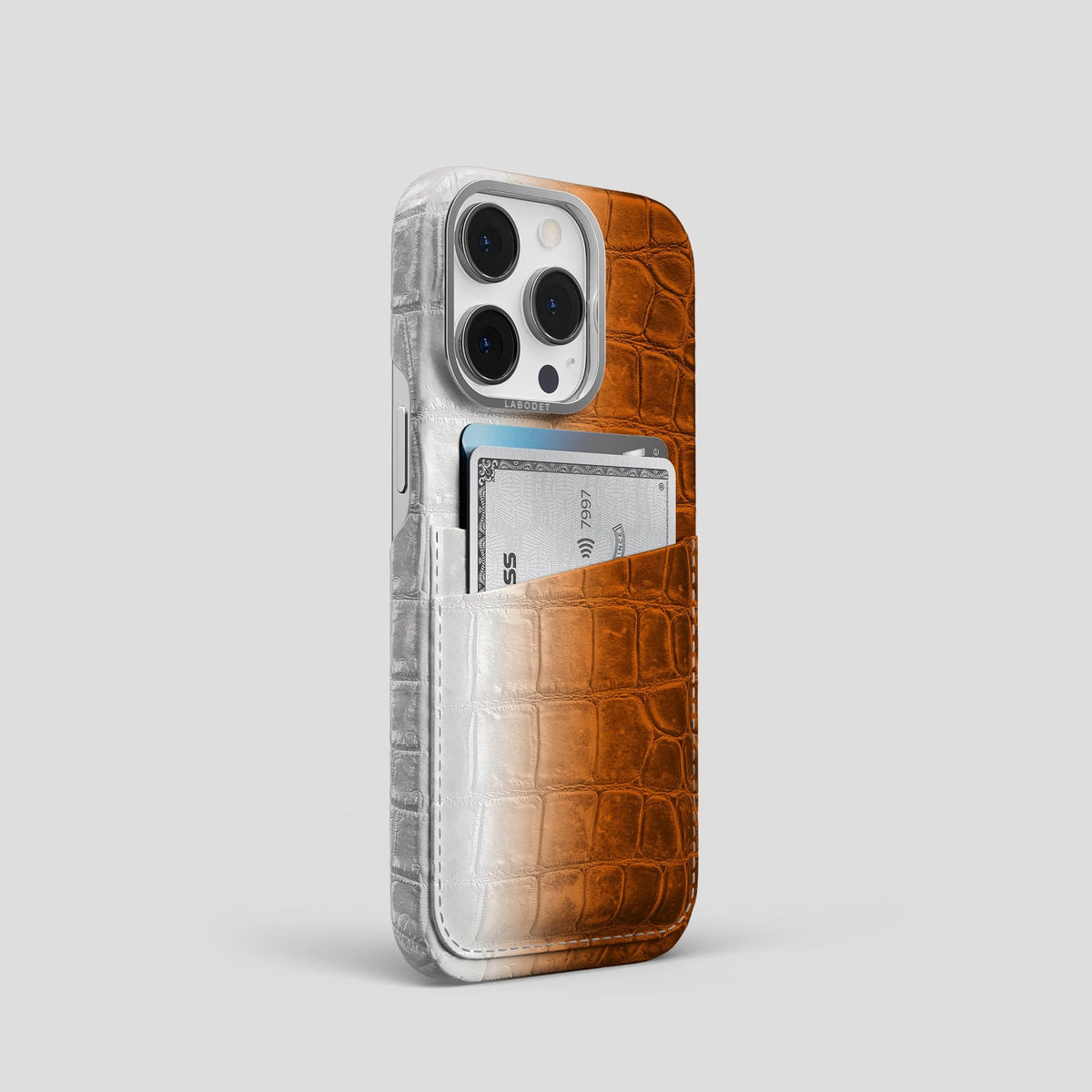 Orange iPhone 13 Pro Himalaya Card Case with Steel Metal -2 | Orange-Steel