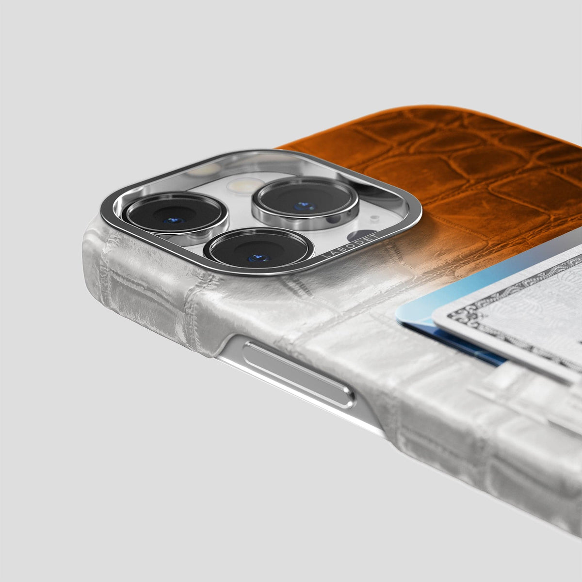 Orange iPhone 13 Pro Himalaya Card Case with Steel Metal -5 | Orange-Steel