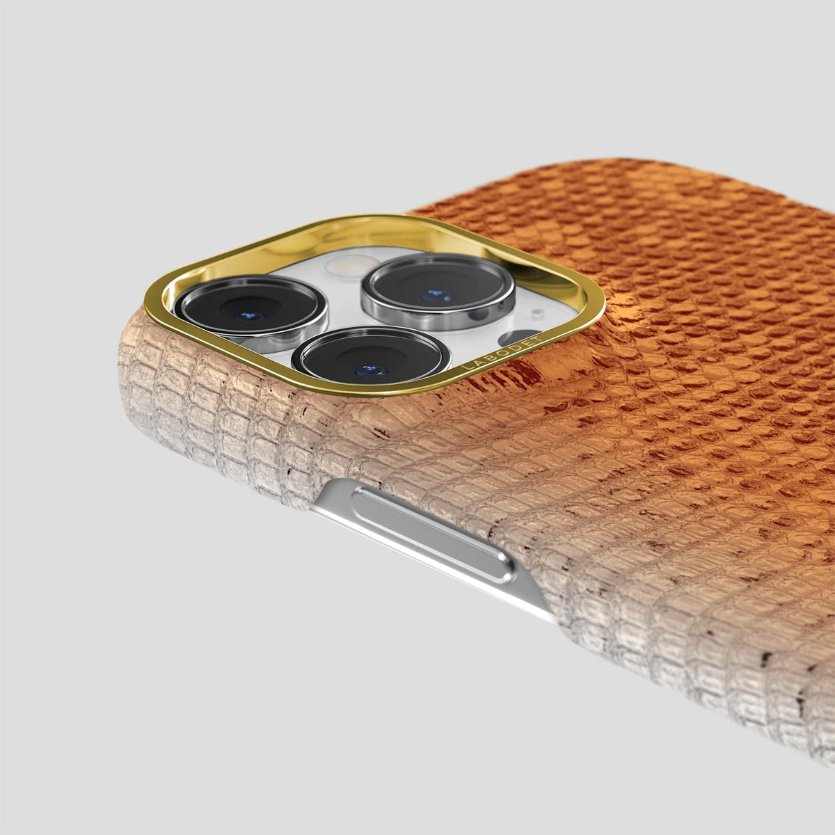 Orange iPhone 13 Pro Himalayan Lizard Classic Case with Gold Metal -6 | Orange-Gold