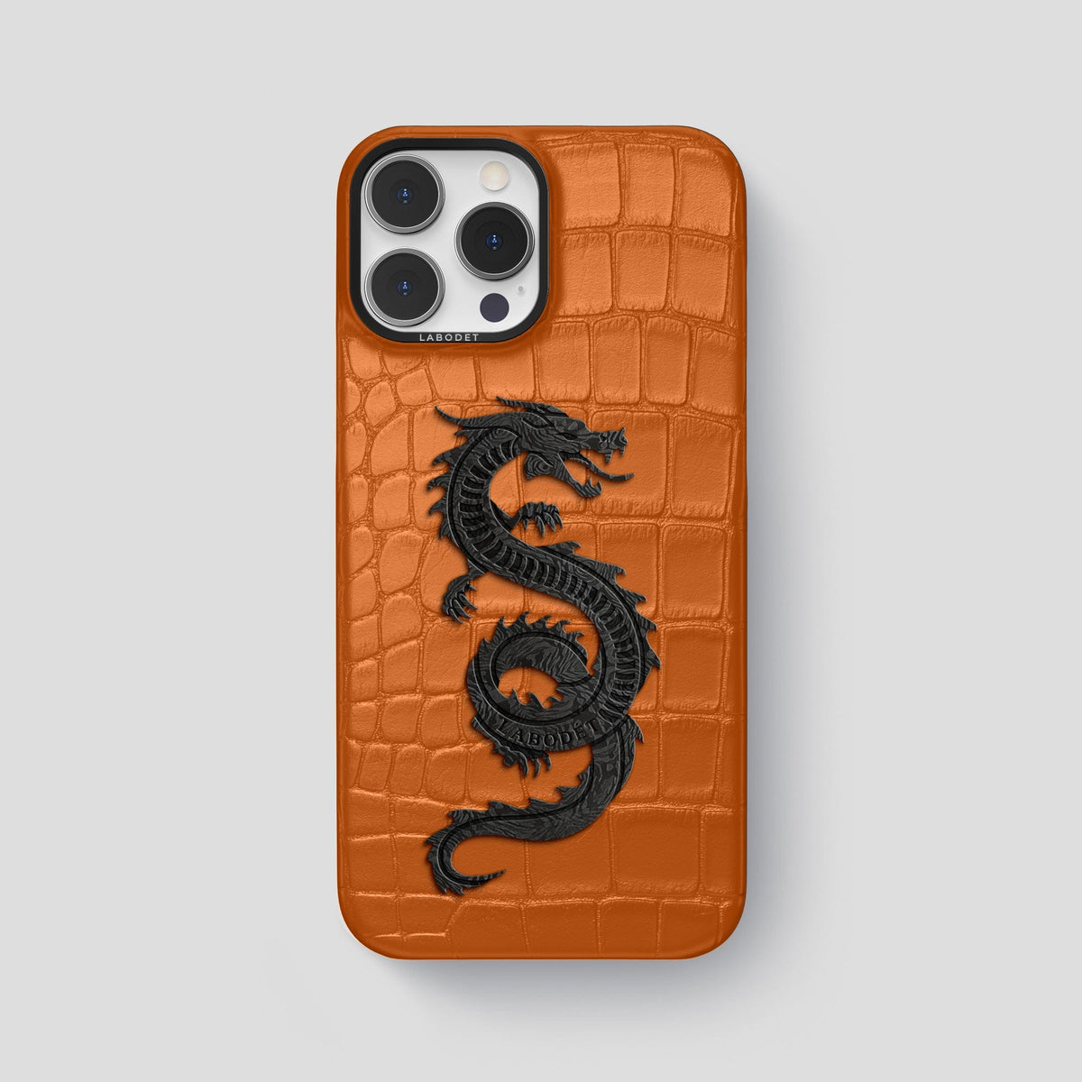 Orange iPhone 13 Pro Max Classic Case Alligator with Black Metal -1 | Orange-Black