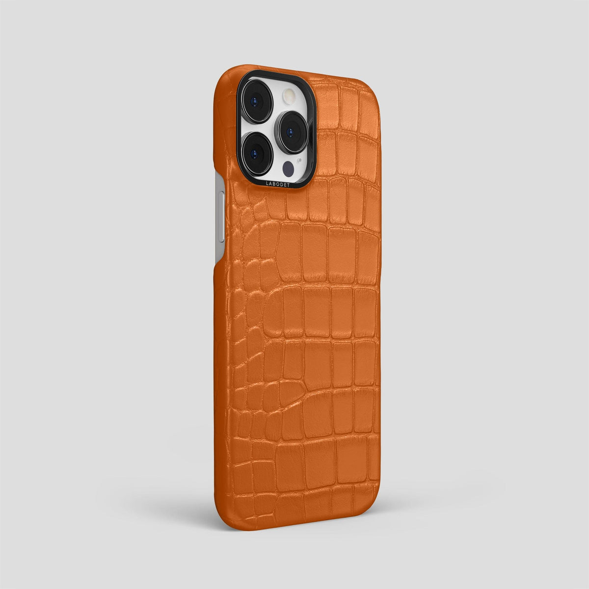 Orange iPhone 13 Pro Max Classic Case Alligator with Black Metal -2 | Orange-Black