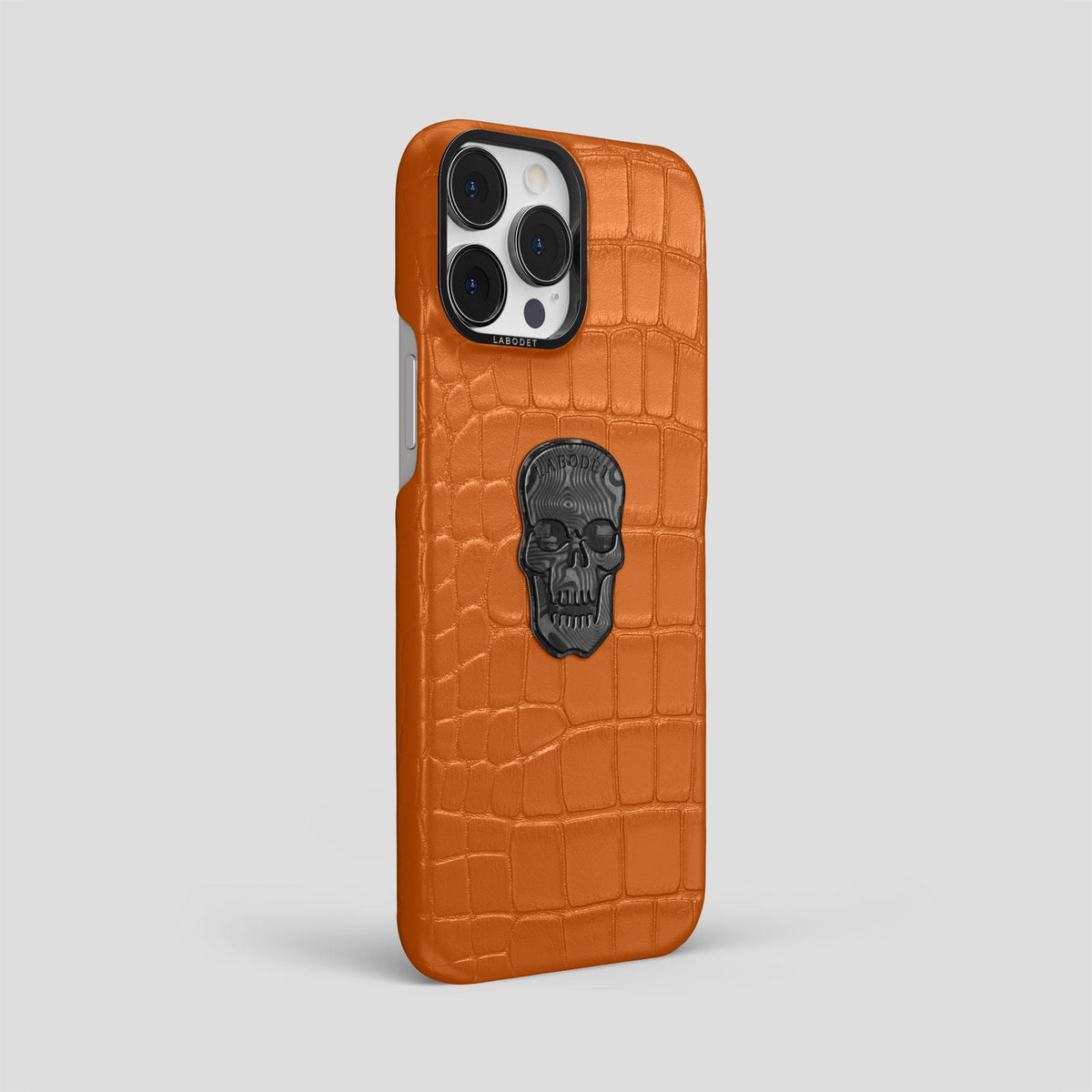 Orange iPhone 13 Pro Max Classic Case Alligator with Black Metal -2 | Orange-Black