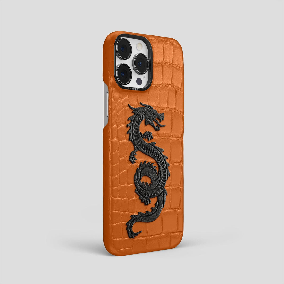 Orange iPhone 13 Pro Max Classic Case Alligator with Black Metal -2 | Orange-Black