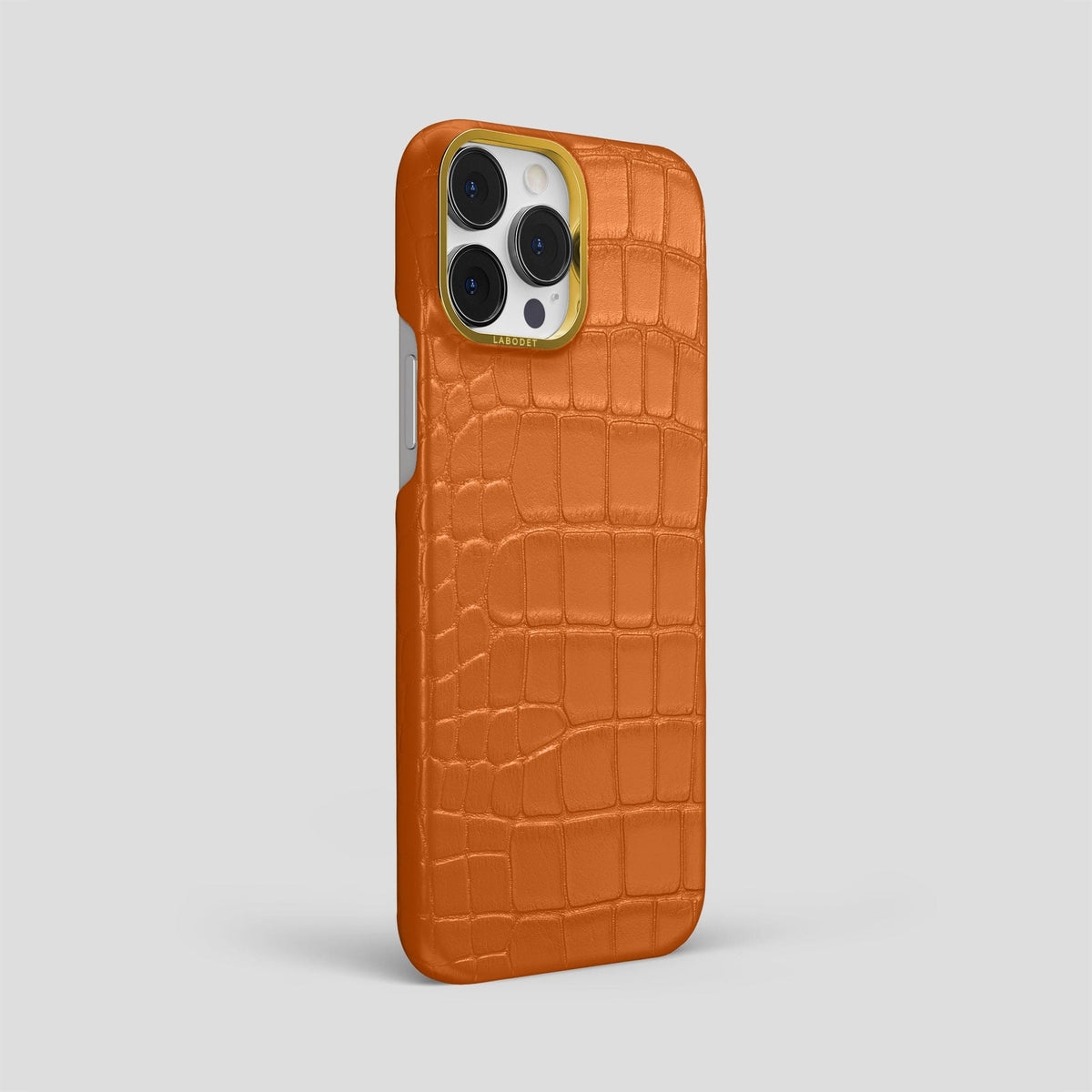 Orange iPhone 13 Pro Max Classic Case Alligator with Gold Metal -2 | Orange-Gold