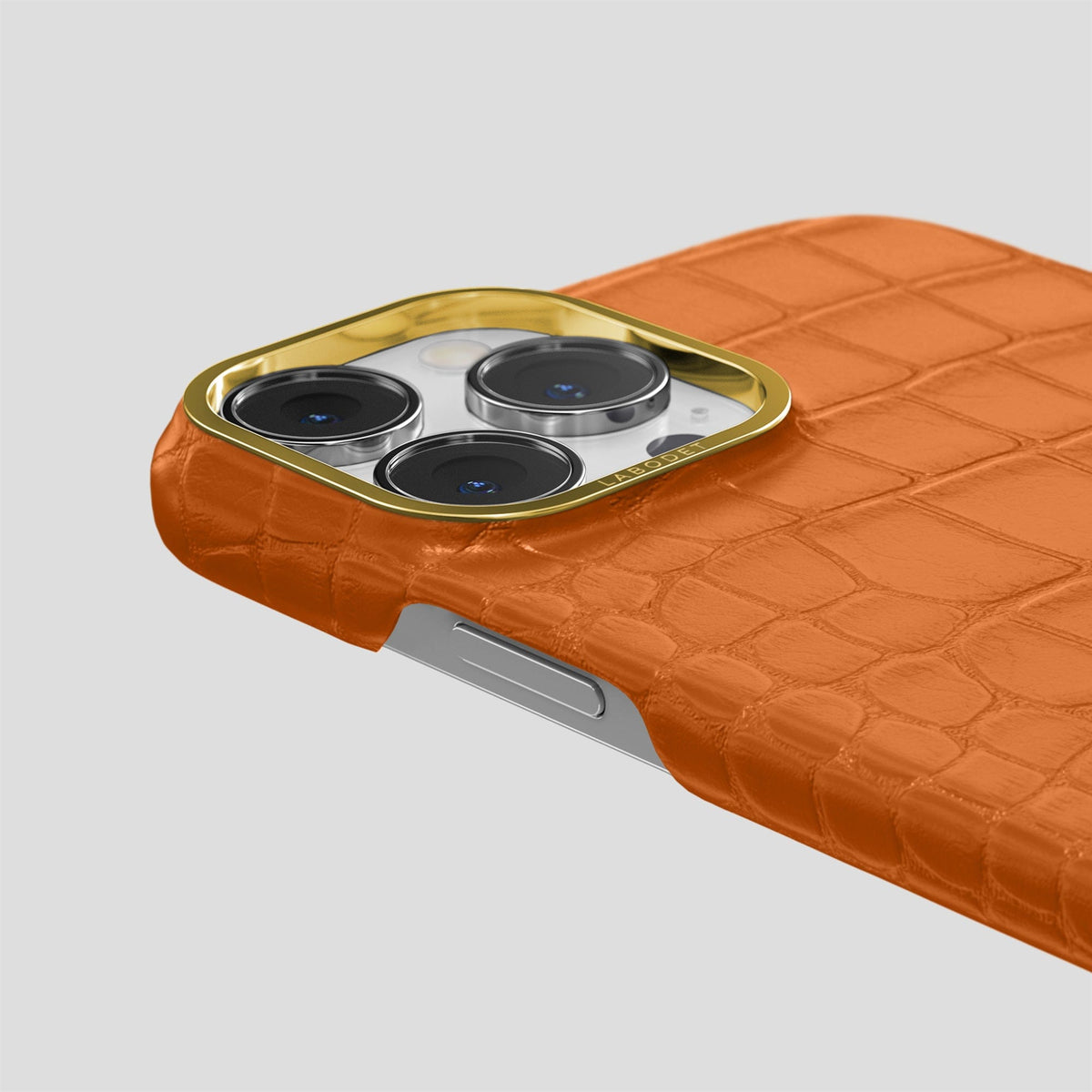 Orange iPhone 13 Pro Max Classic Case Alligator with Gold Metal -5 | Orange-Gold