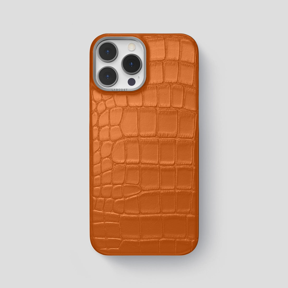 Orange iPhone 13 Pro Max Classic Case Alligator with Steel Metal -1 | Orange-Steel