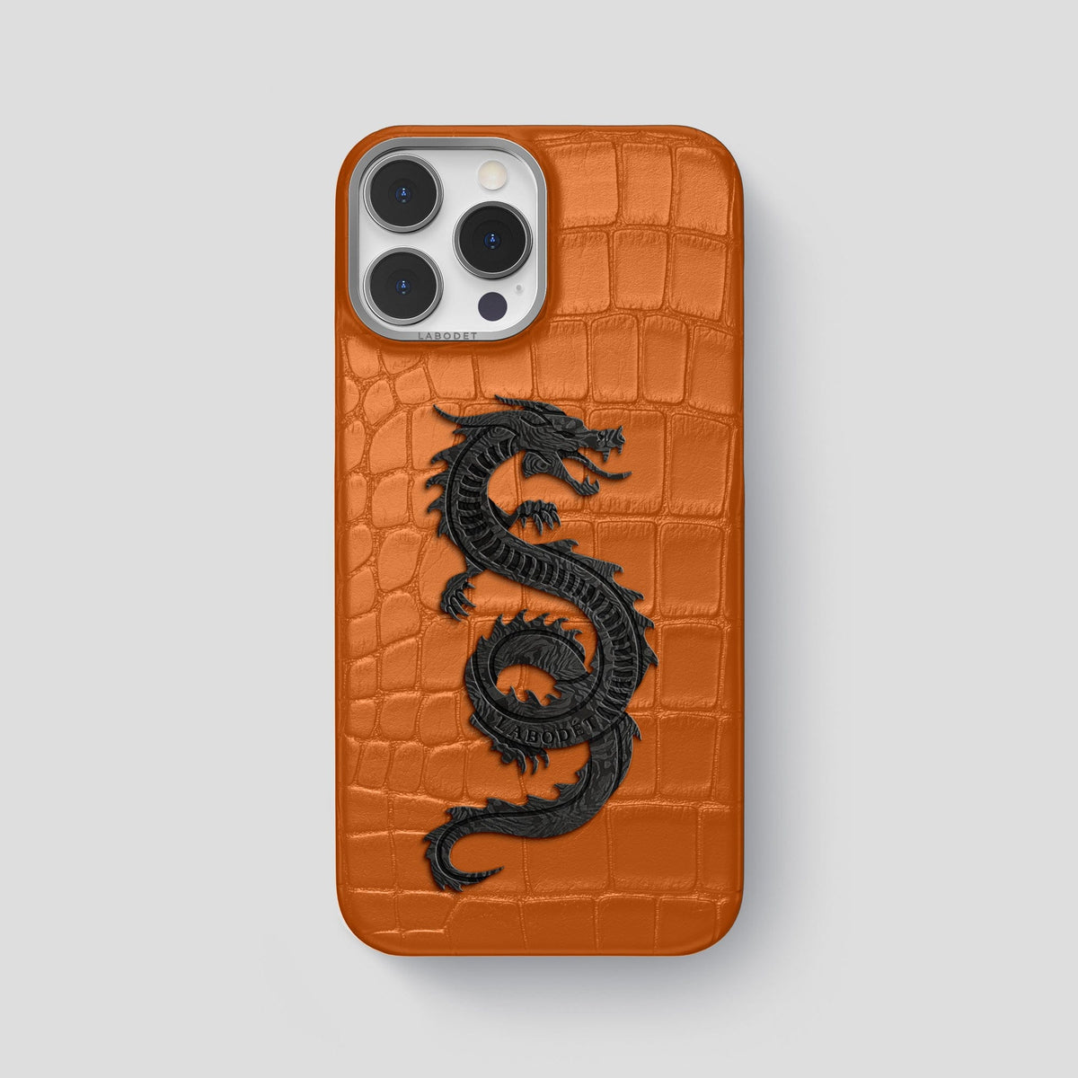Orange iPhone 13 Pro Max Classic Case Alligator with Steel Metal -1 | Orange-Steel