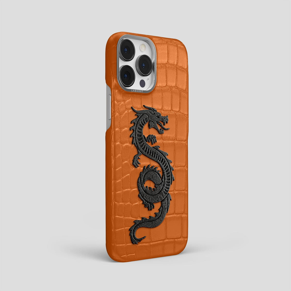 Orange iPhone 13 Pro Max Classic Case Alligator with Steel Metal -2 | Orange-Steel