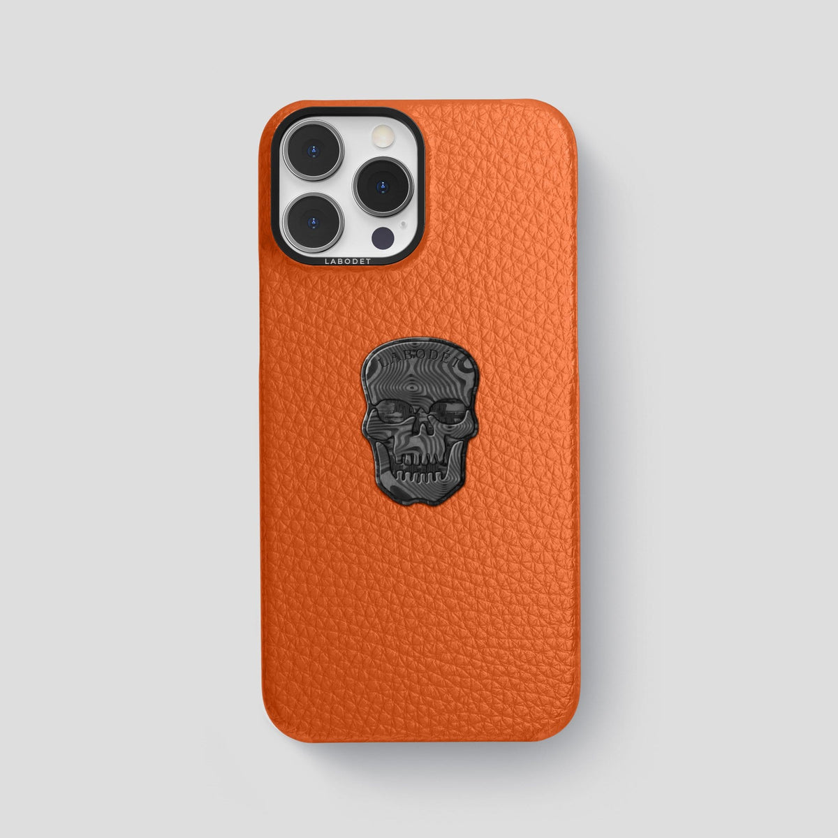 Orange iPhone 13 Pro Max Classic Case Calf with Black Metal -1 | Orange-Black